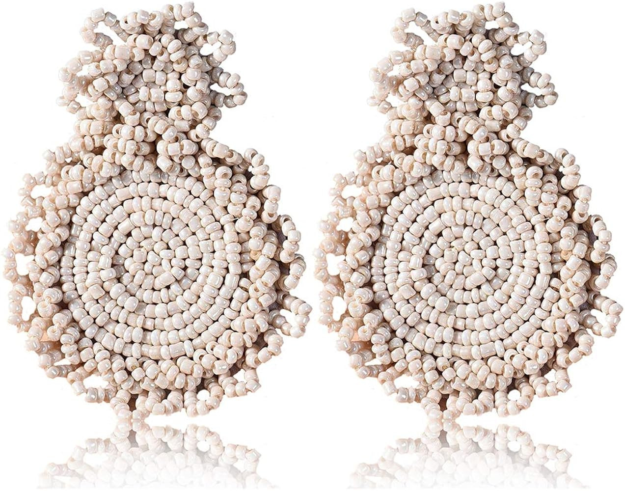 Statement Drop Earrings - Bohemian Beaded Round Dangle Earrings Gift for Women | Amazon (US)