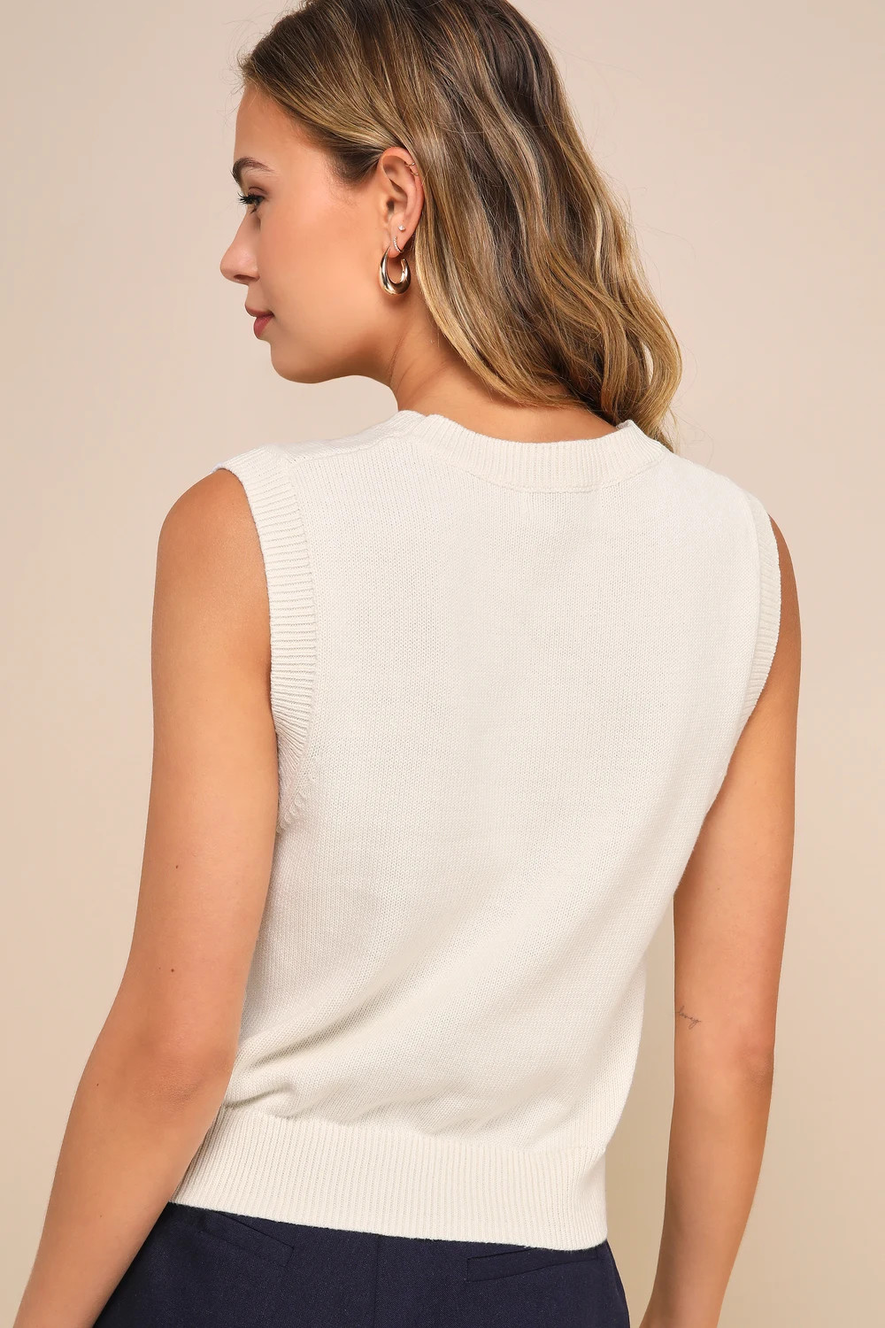 Stylish Liberty Ivory American Flag Knit Crew Neck Sweater Vest | Lulus