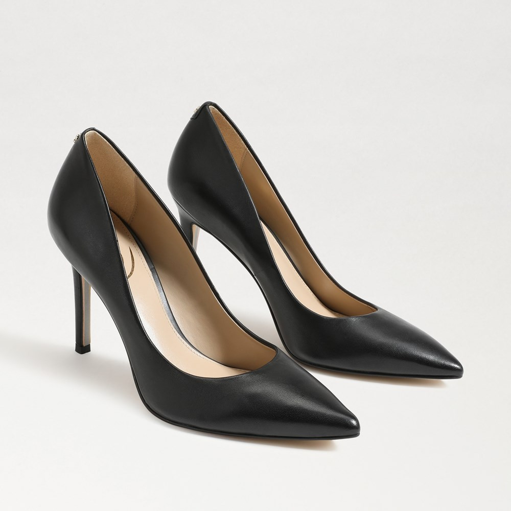 Sam Edelman Hazel Pointed Toe Pump Black Leather | Sam Edelman