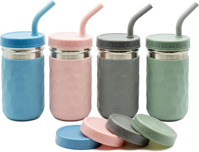 WeeSprout 2-in-1 Drinking Cups for Kids, Durable Stainless Steel Tumbler for Smoothies, Silicone ... | Amazon (US)