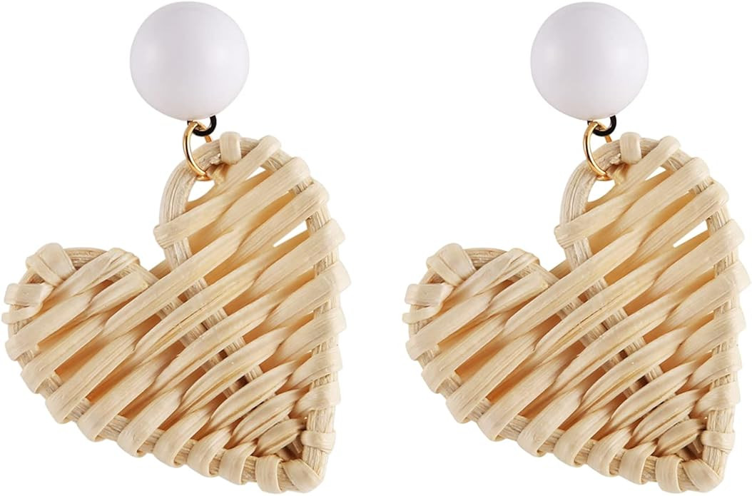 Scddboy Rattan Earrings Woven Bohemian Earrings Handmade Straw Wicker Braid Hoop Drop Dangle Earr... | Amazon (US)