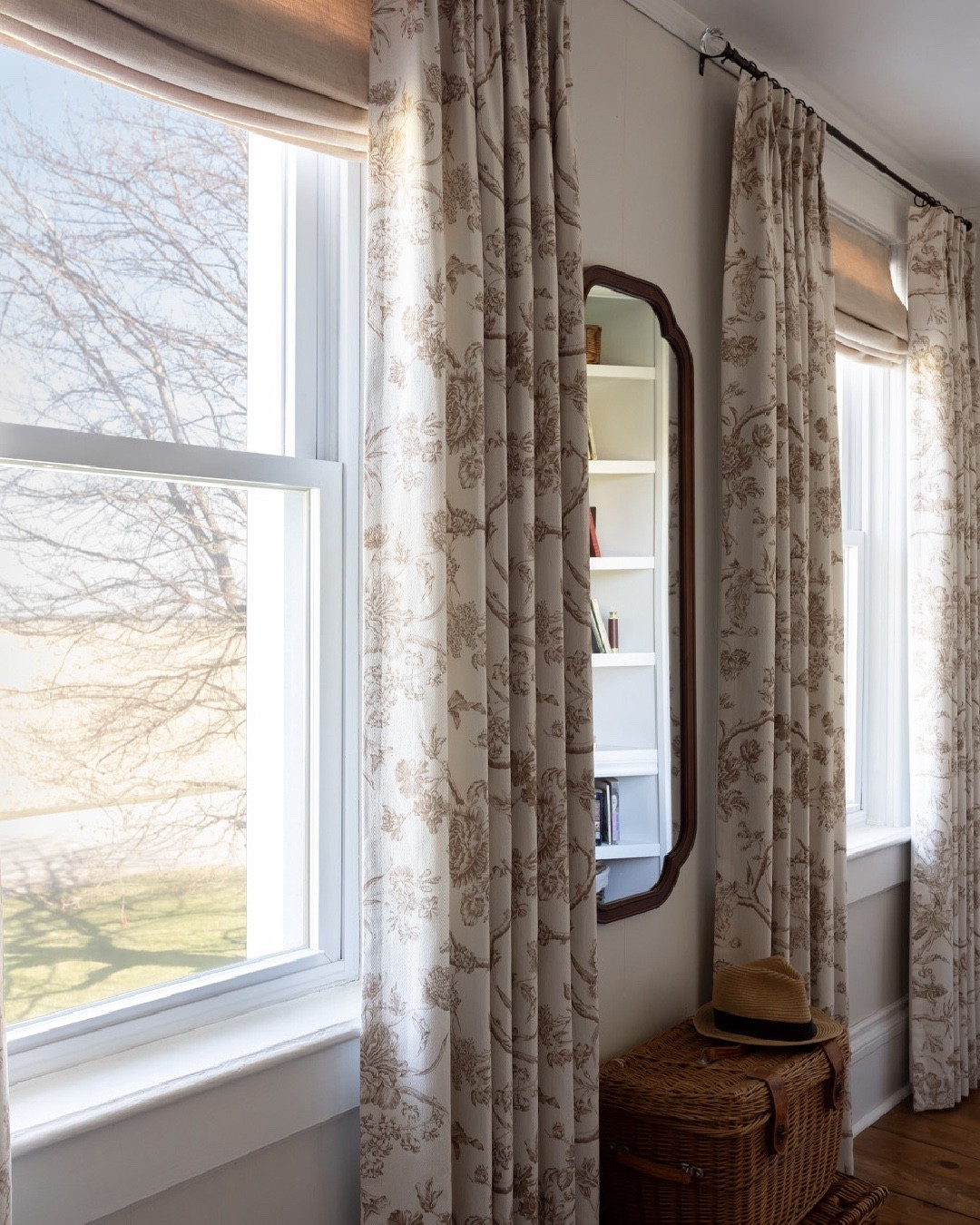 Spring views from the top floor bedroom with timeless  layered window coverings.

#LTKSeasonal #LTKHome #LTKOver40