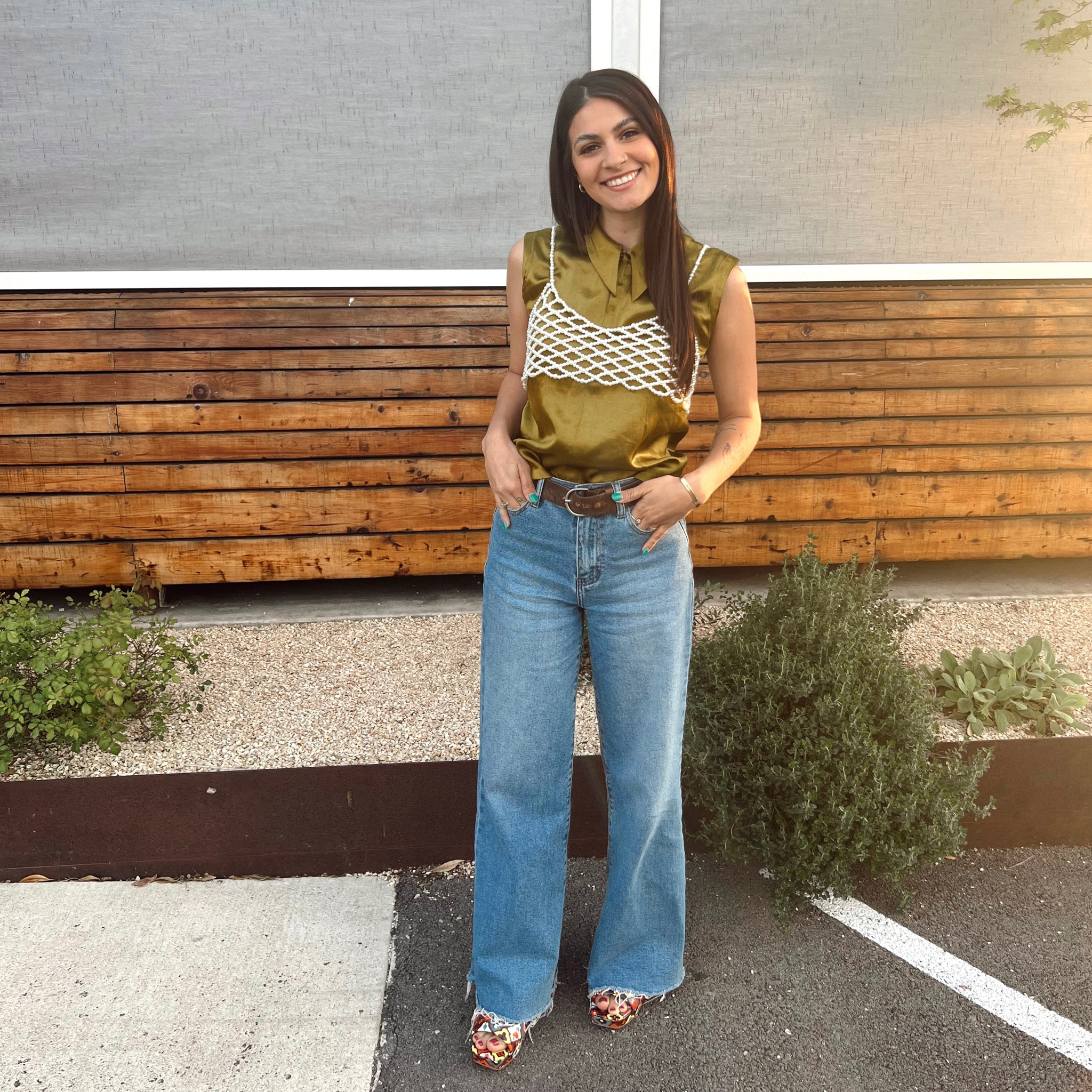 green top for st. patty’s day, pearl bralette to spice it up. high waisted wide leg jeans with fun colorful #samedelman sandals. added a belt which i rarely do and it makes such a difference! my normal jewelry which i love and tell everyone about, colorful ring, gold hoops, and my pearl+gold necklace!

#LTKstyletip #LTKfit #LTKshoecrush