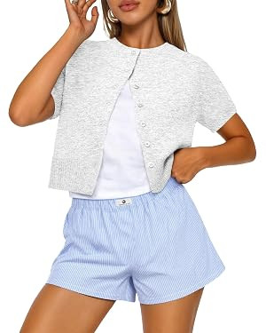 Trendy Queen Short Sleeve Cardigan Sweaters for Women | Cropped Cardigan Sweaters,Summer Lightwei... | Amazon (US)