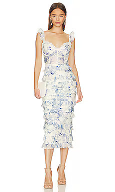 V. Chapman Fiorenza Midi Dress in Provencal Blue Floral from Revolve.com | Revolve Clothing (Global)