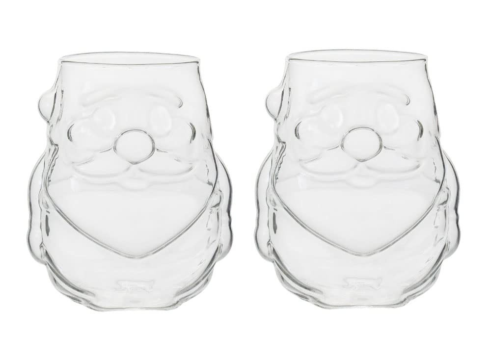 Santa Claus Shaped High Borosilicate Clear Glass Mug Teacup Juice Cup Milk Cup-2 pcs | Amazon (US)