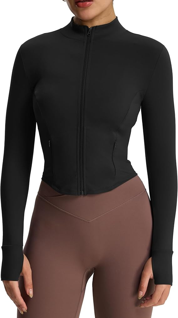 Aoxjox Women's Geo Full Zip Velura Jacket Workout Buttery Soft PlushFlex™ Long Sleeve Thumbhole... | Amazon (US)