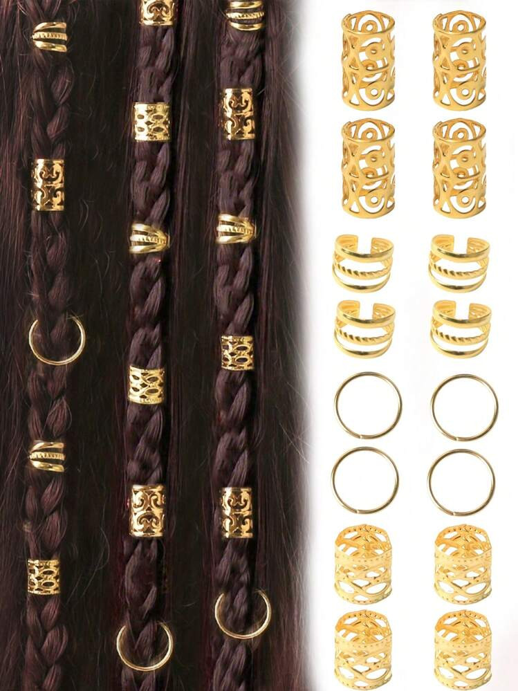 40pcs/Set Mixed Shapes Dreadlock Hair Ties, Suitable For Braiding Hairstyles, Adjustable Hair Ban... | SHEIN