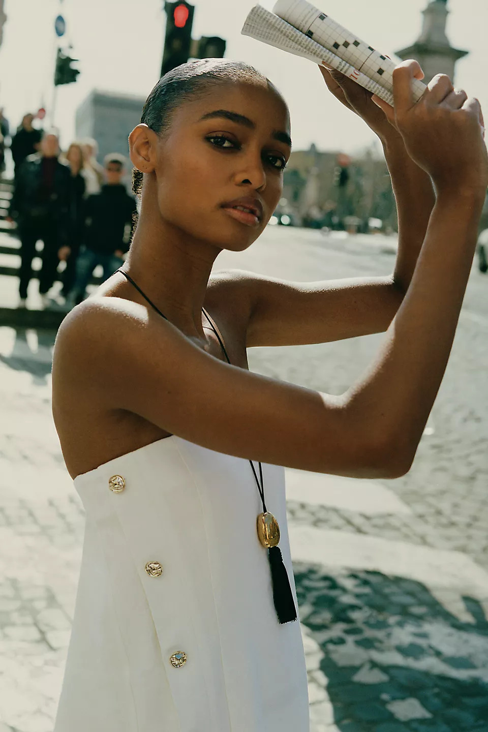 Linen Stretch Strapless Shift Dress | Anthropologie (US)