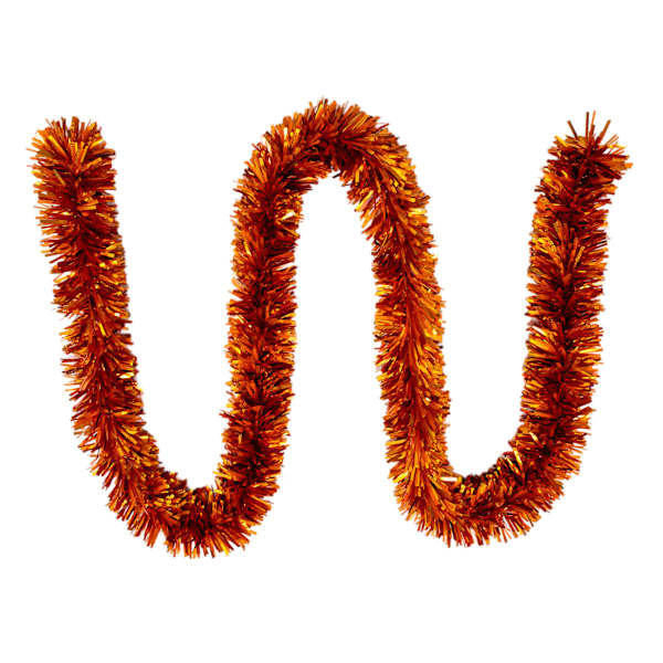 Orange Tinsel Garland, 12', Plastic, sold by At Home | At Home