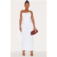 Shape White Mesh Corset Bandeau Maxi Dress | PrettyLittleThing US