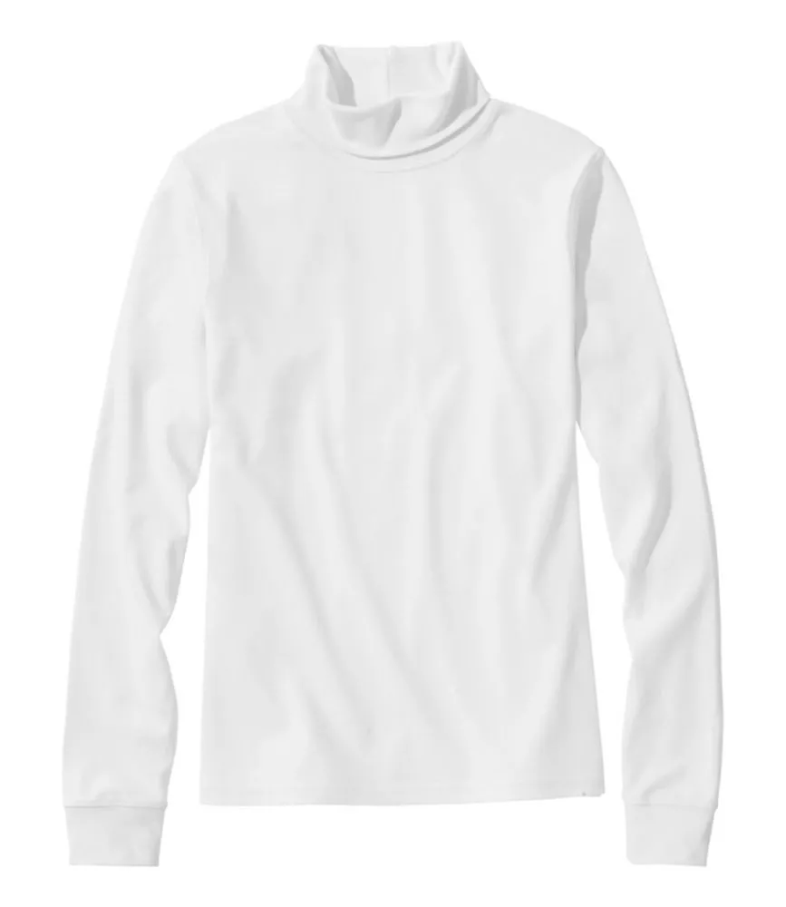 Women's L.L.Bean Interlock Turtleneck, Long-Sleeve White Small, Cotton