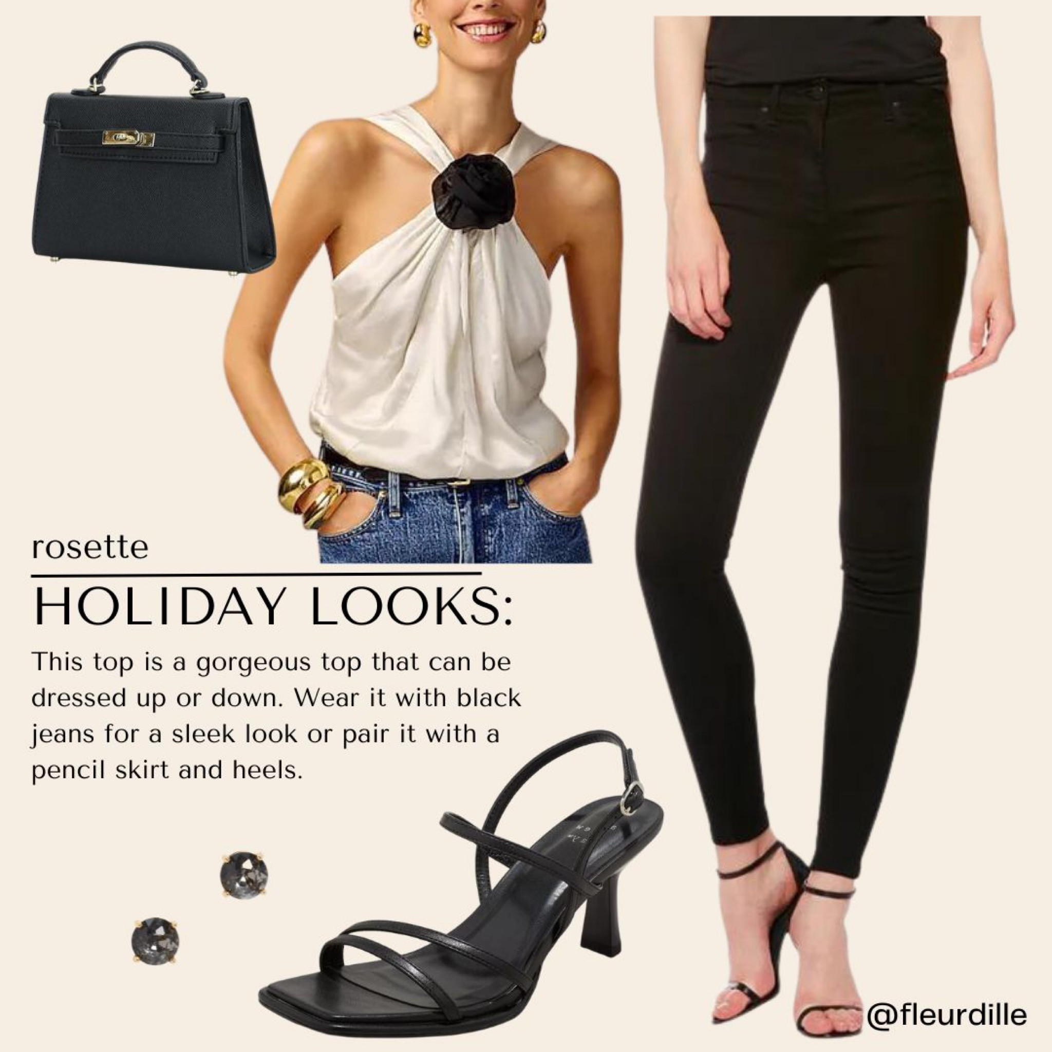 Rosette top for a sleek winter look! 

#LTKparties #LTKHoliday #LTKSeasonal