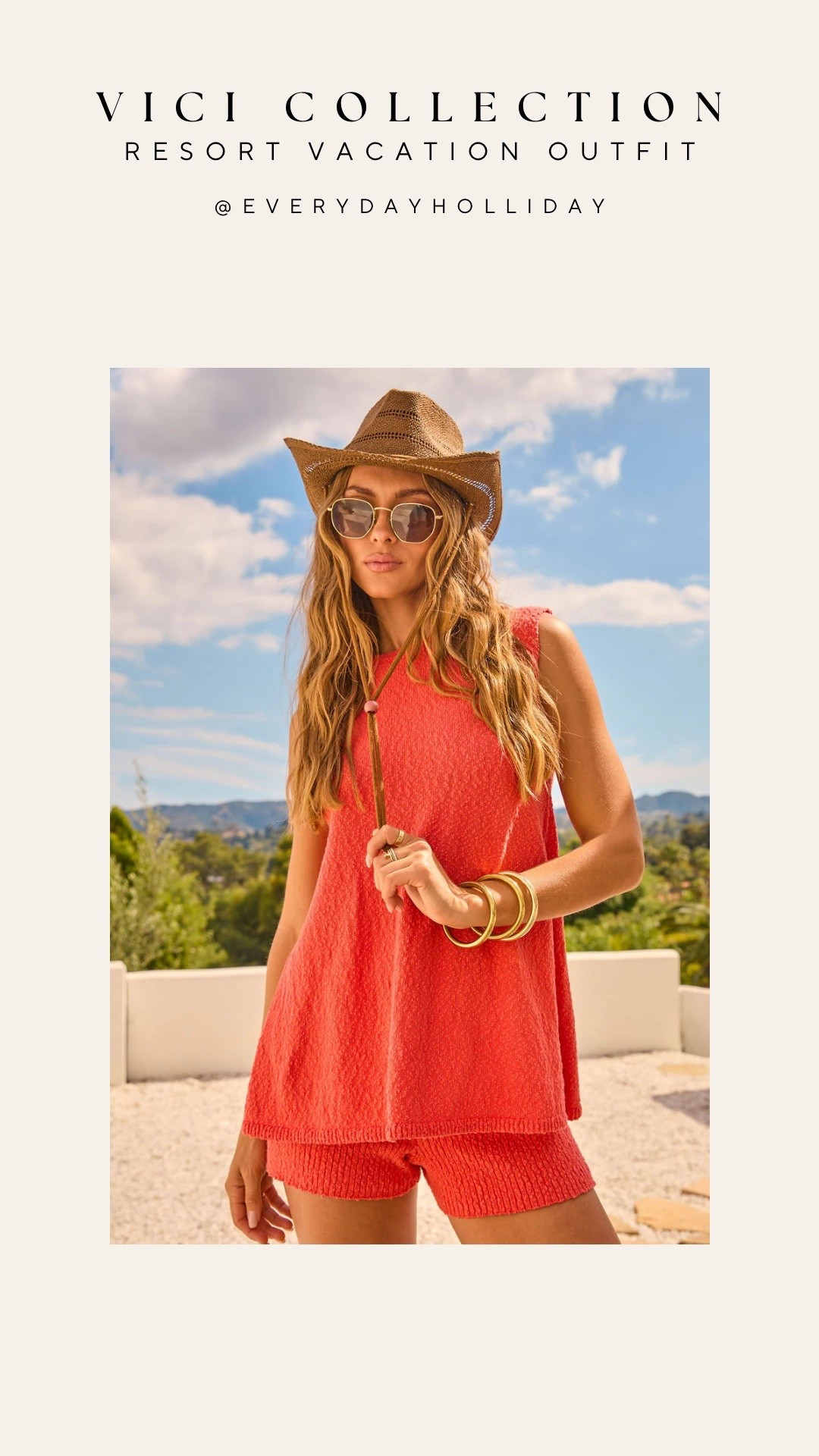The matching set that does all the work for you 🧡 This Vici Collection coral set is giving effortless resort energy — throw on the hat and bangles and you’re done. Pool, lunch, sunset drinks — this look handles it all. Would you style it with sandals or sneakers?​​​​​​​​​​​​​​​​

#LTKgrwm #LTKootd #LTKTravel