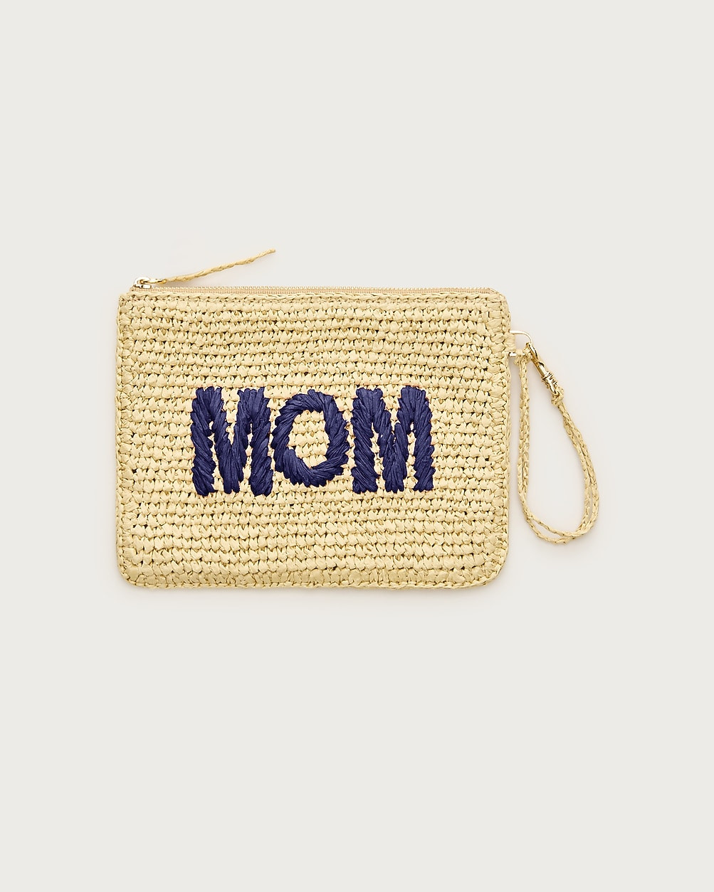 "Mom" embroidered straw pouch | J. Crew US