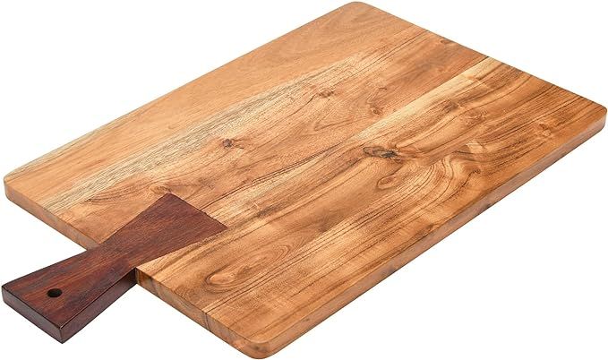 Creative Co-Op Acacia Wood Cheese/Serving w Handle Cutting Board, 19" x 11", Natural | Amazon (US)
