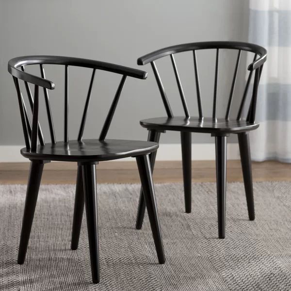 Arielle Rubber Wood Windsor Back Side Chair: white (Set of 2) | Wayfair North America