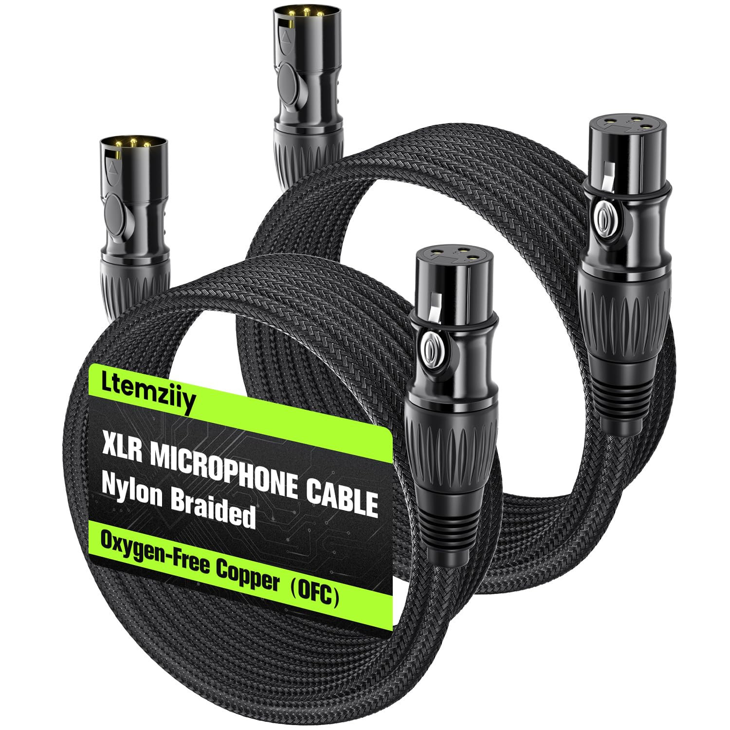 XLR Cable 10ft 2 Pack, Male to Female XLR Microphone Cable, Gold-Plated 3-Pin Oxygen-Free Copper ... | Amazon (US)