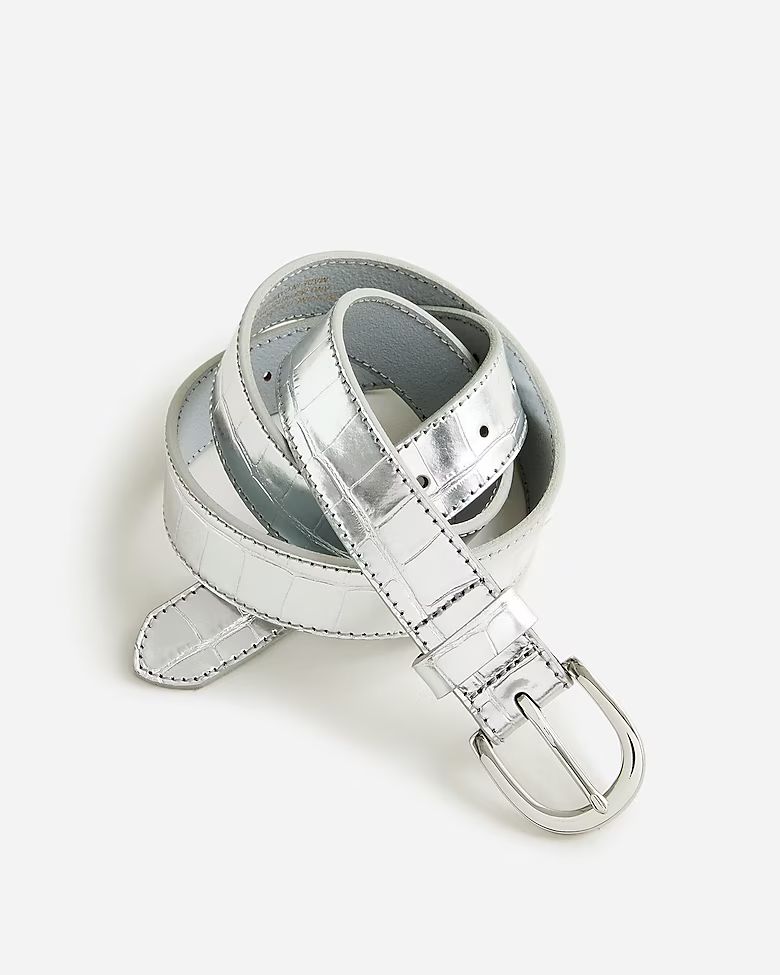 newClassic belt in Italian croc-embossed metallic leather | J.Crew US