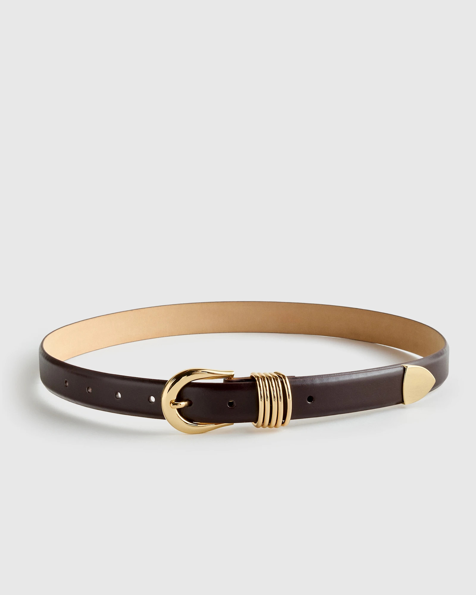 Quince | Italian Leather Braided Key Ring in Black/Gold | Quince