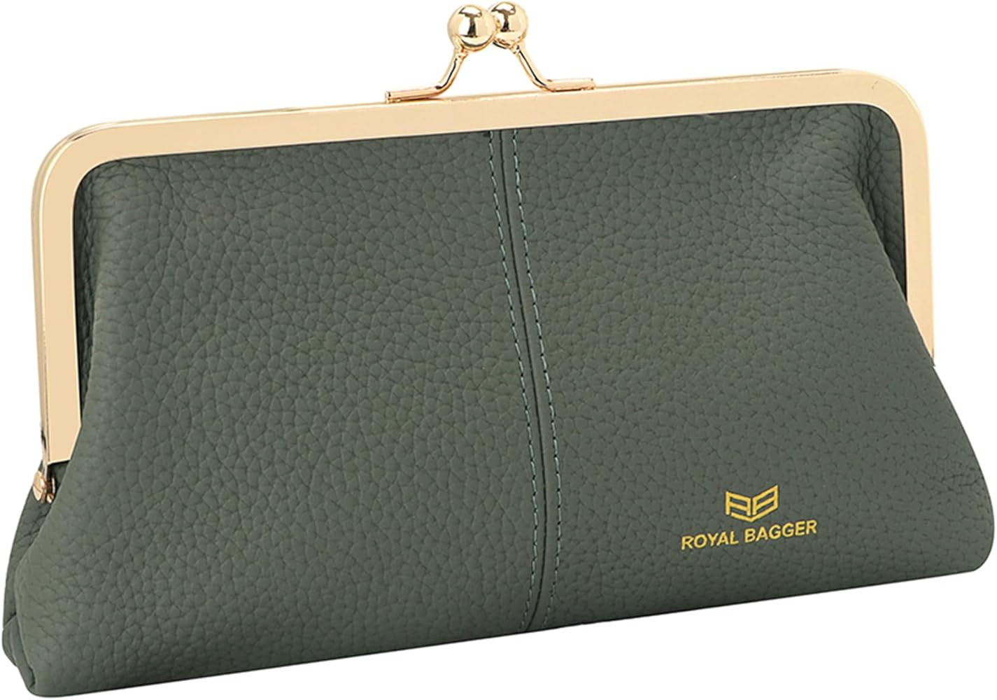 Royal Bagger RFID Kiss Lock Wallet, Solid Color Multi-card Slots Card Holder, Genuine Cow Leather... | Amazon (US)