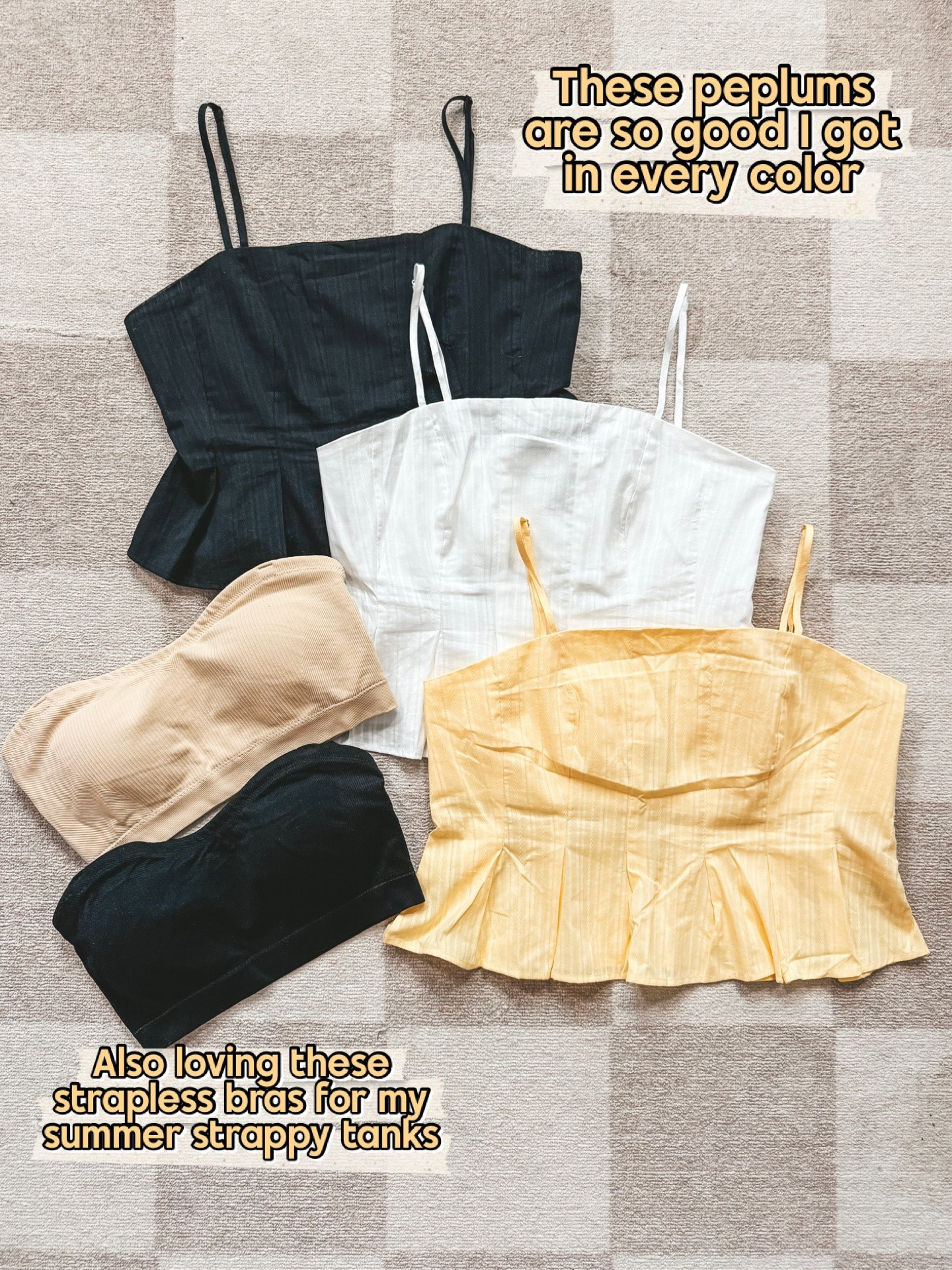 I did a medium in these peplums and they are adorable 
These bra are so good for these kinds of summer tops too.