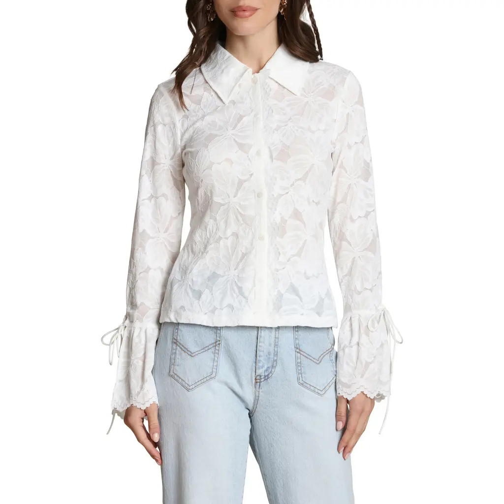 Avec Les Filles Flare Cuff Button-Up Shirt in White at Nordstrom Rack, Size Medium | Nordstrom Rack