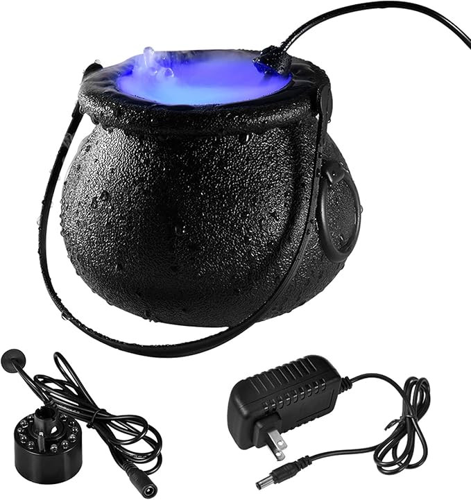 Thaisu Halloween Party Mist Maker, Halloween Witch Cauldron Fog Maker with 12 LED Lights,Water Fo... | Amazon (US)