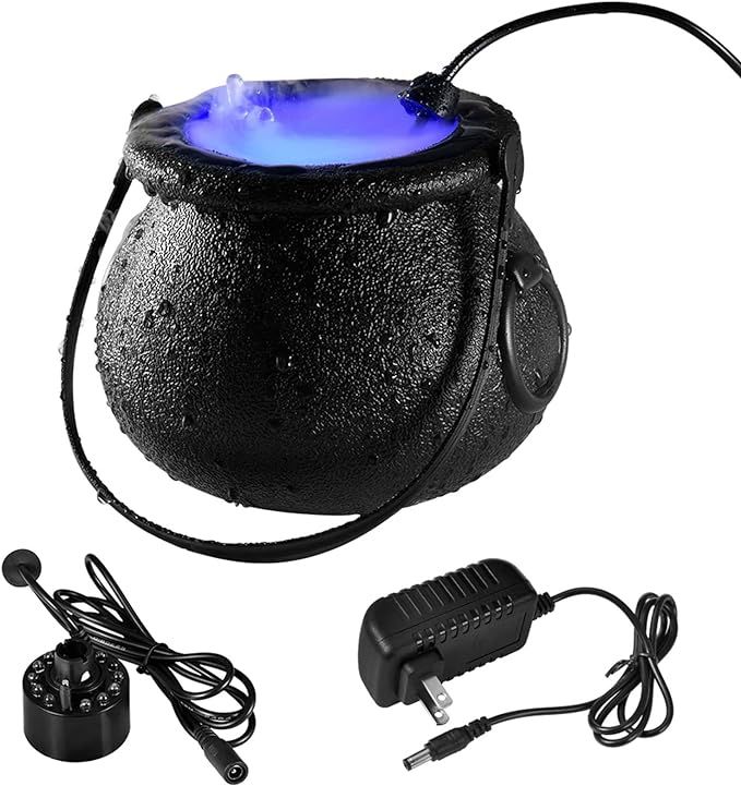 Thaisu Halloween Party Mist Maker, Halloween Witch Cauldron Fog Maker with 12 LED Lights,Water Fo... | Amazon (US)