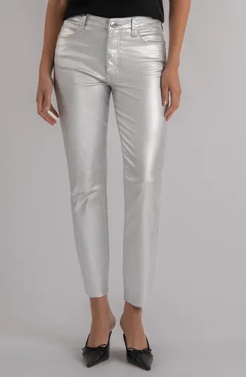 SWAT FAME Charlize Fab Ab Metallic Coated High Waist Ankle Cigarette Jeans | Nordstrom | Nordstrom