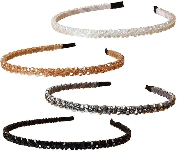 Cuizhiyu 4 PK Crystal Rhinestone Headbands for Women Girls Double Rows Sparkly Beaded Hair Hoops ... | Amazon (US)