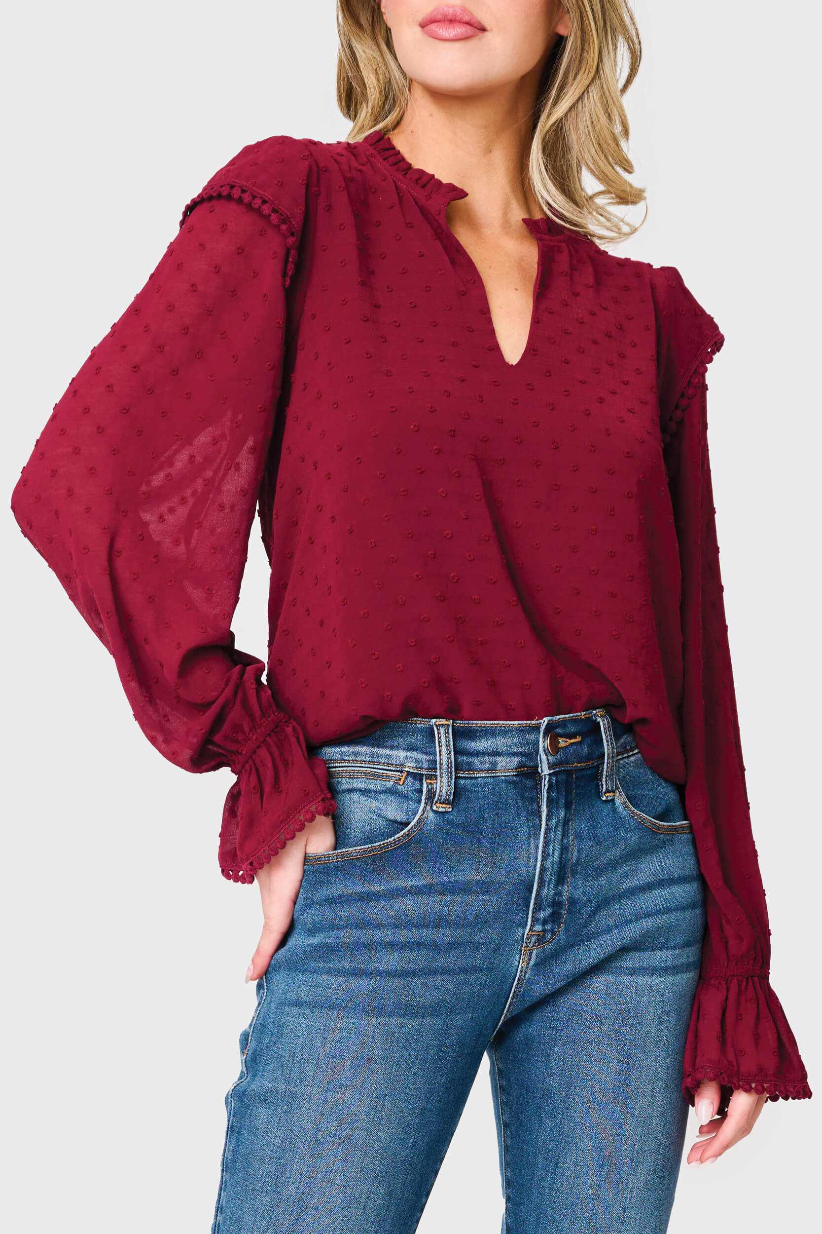 Holly Ruffled Cuff Blouse | Gibson