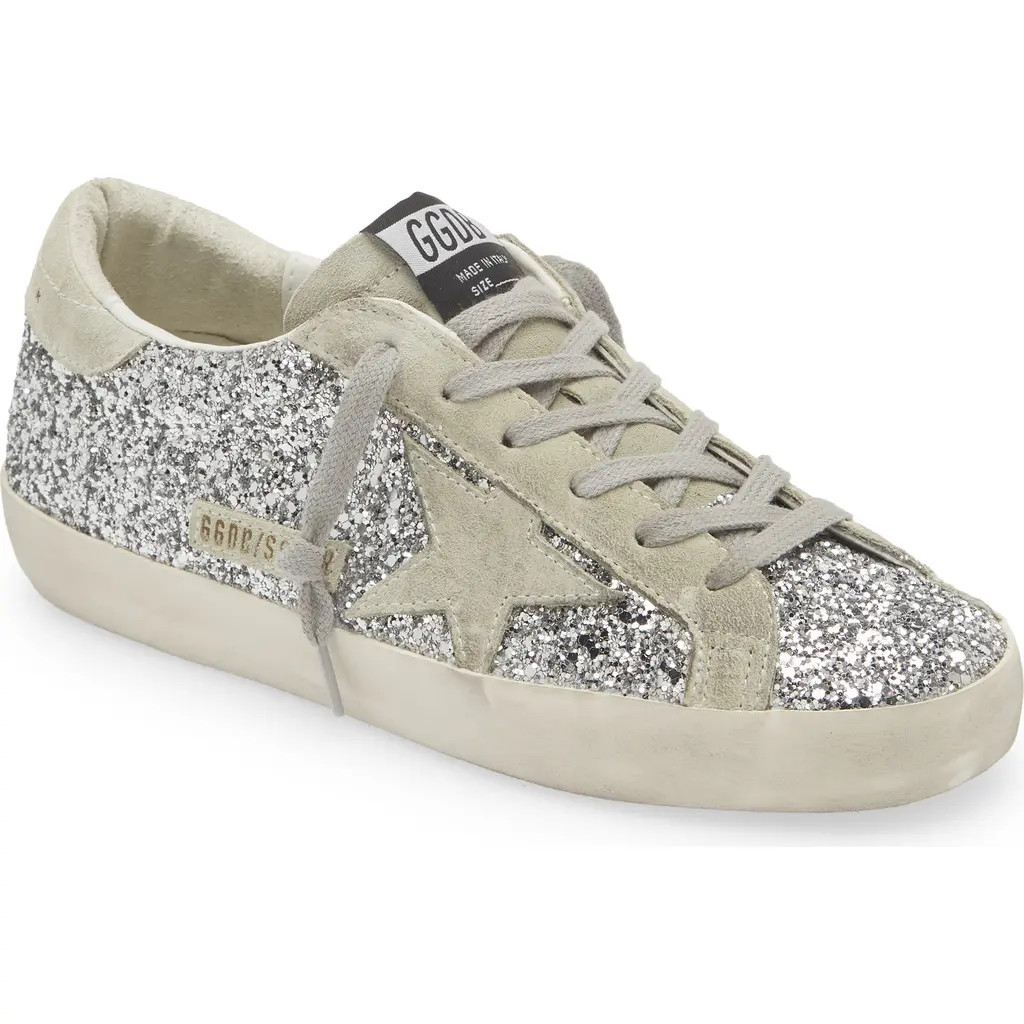 Golden Goose Super-Star Perm Sneaker in Silver Glitter at Nordstrom, Size 9Us | Nordstrom