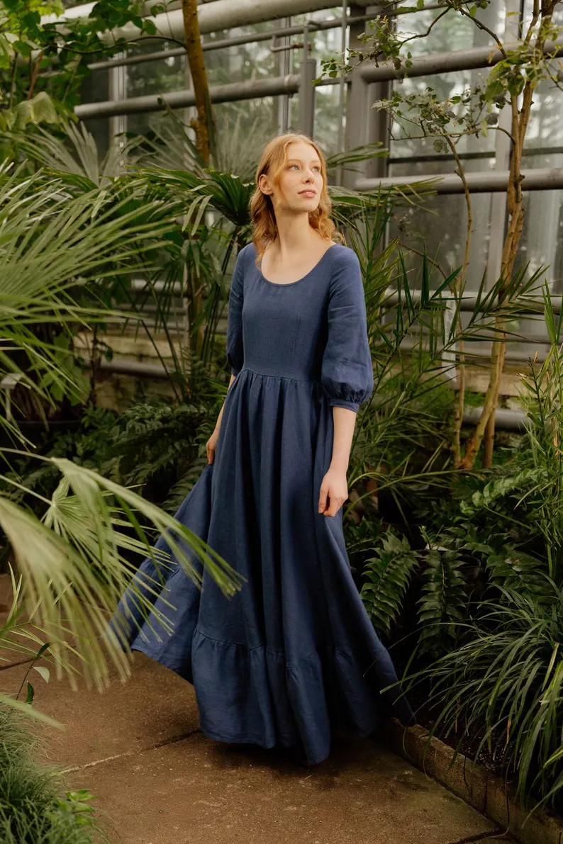 Carmen \u2013 Tailored Linen Maxi Dress, Moonlight Blue - Etsy UK | Etsy (Global)