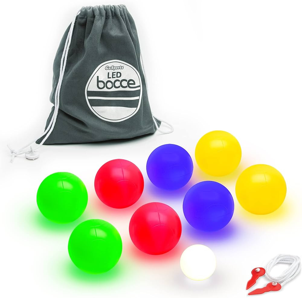 GoSports LED Bocce Ball Game Set - Includes 8 Light Up Bocce Balls, Pallino, Case and Measuring R... | Amazon (US)