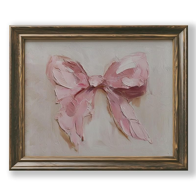 Pink Bow Wall Art Print, Feminine Brushstroke Style Painting for Girls Room, Nursery or Vanity De... | Amazon (US)