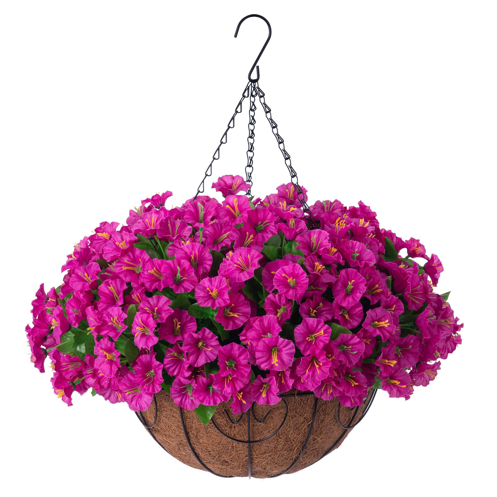 Artificial Hanging Flower Plants with Basket for Outdoor Decoration, Faux Petunias Flowers Fake M... | Amazon (US)
