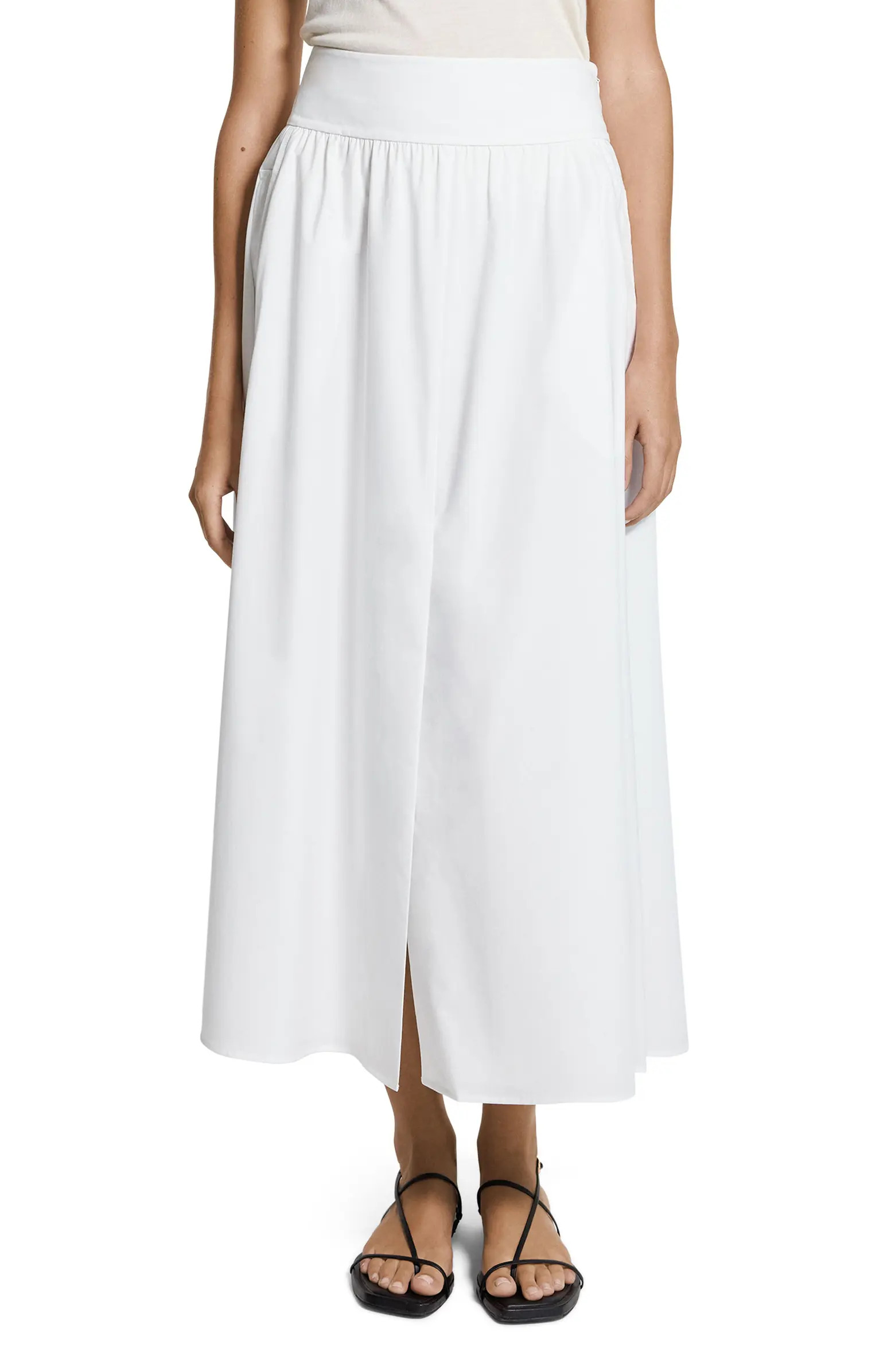 Cotton Blend A-Line Midi Skirt | Nordstrom