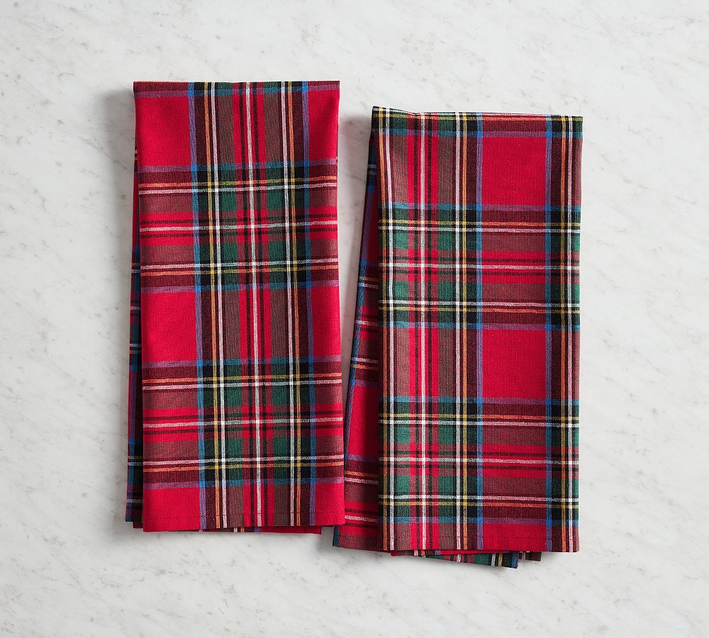 Stewart Plaid Cotton Tea Towels - Set of 2 | Pottery Barn (US)
