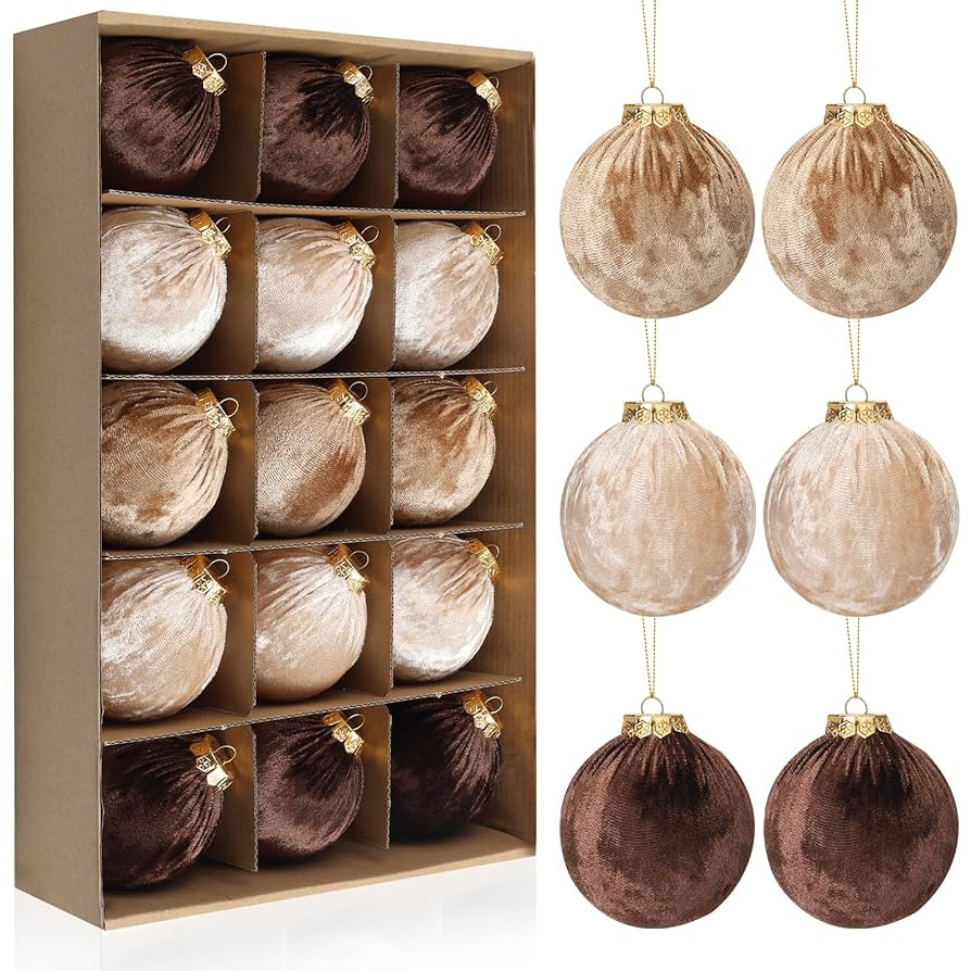 Christmas Tree Ornaments Velvet Balls - 15 Pack 3.15inch with Elegant Color, Velvet Fabric Wrinkl... | Amazon (US)
