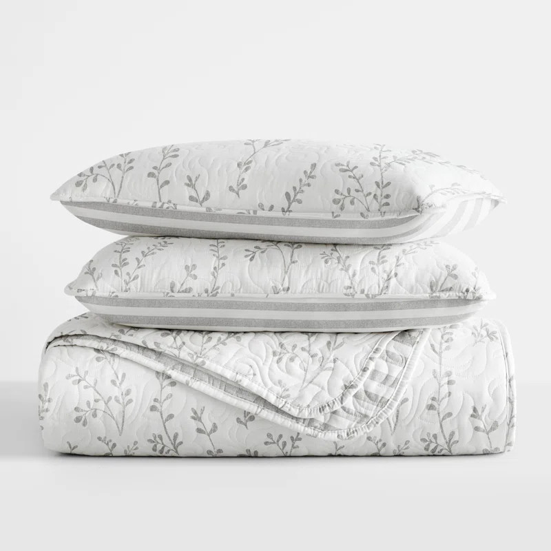 Becky Cameron Lightweight Striped Foliage Coastal Reversible Quilt Set & Reviews | Wayfair | Wayfair North America
