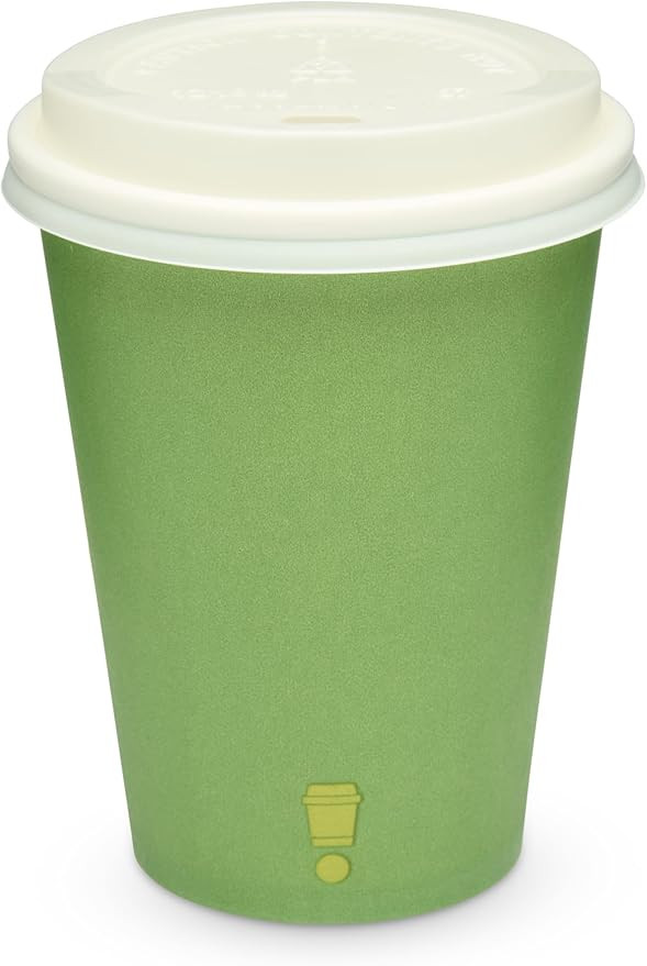 Disposable PLA Lined Coffee Cups, Compostable and Biodegradable, Single Wall, 50 Cups with PLA Li... | Amazon (UK)