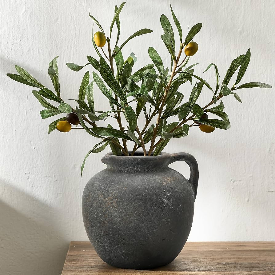 5.6 Inch Vintage Farmhouse Ceramic Vase, Antique Terracotta Vase with Handle Boho Decor Decorativ... | Amazon (US)