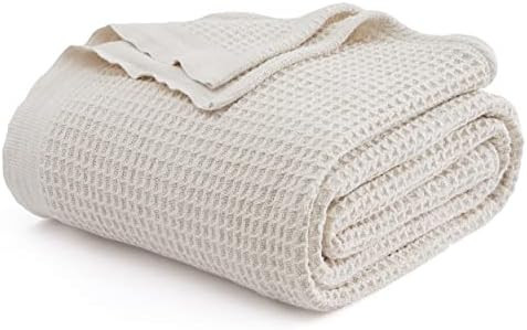Bedsure 100% Cotton Blankets Queen Size for Bed - 405GSM Waffle Weave Blankets for ... | Amazon (US)