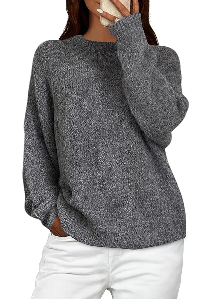 PRETTYGARDEN Womens Fall Long Sleeve Sweater Crew Neck Fuzzy Loose Fit Chunky Knit Oversized Pull... | Amazon (US)