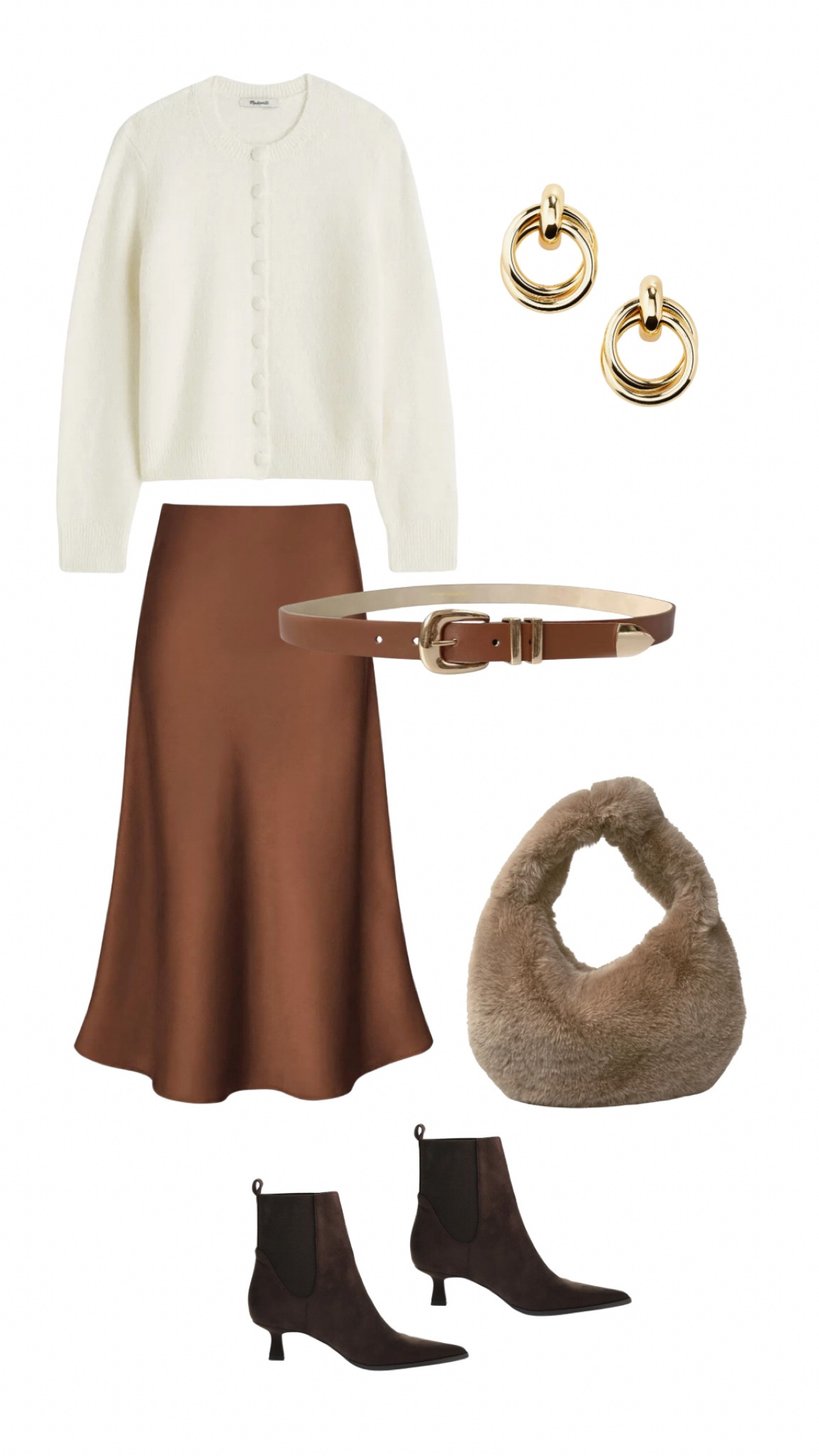 Thanksgiving outfit inspo! Satin maxi skirt, cardigan, belt, gold hoops earrings, fur purse, suede kitten heels 

#LTKStyleTip #LTKSaleAlert #LTKSeasonal