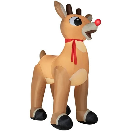 Gemmy Christmas Airblown Inflatable 14’ Standing Rudolph w/Scarf Colossal Rudolph, Brown | Walmart (US)