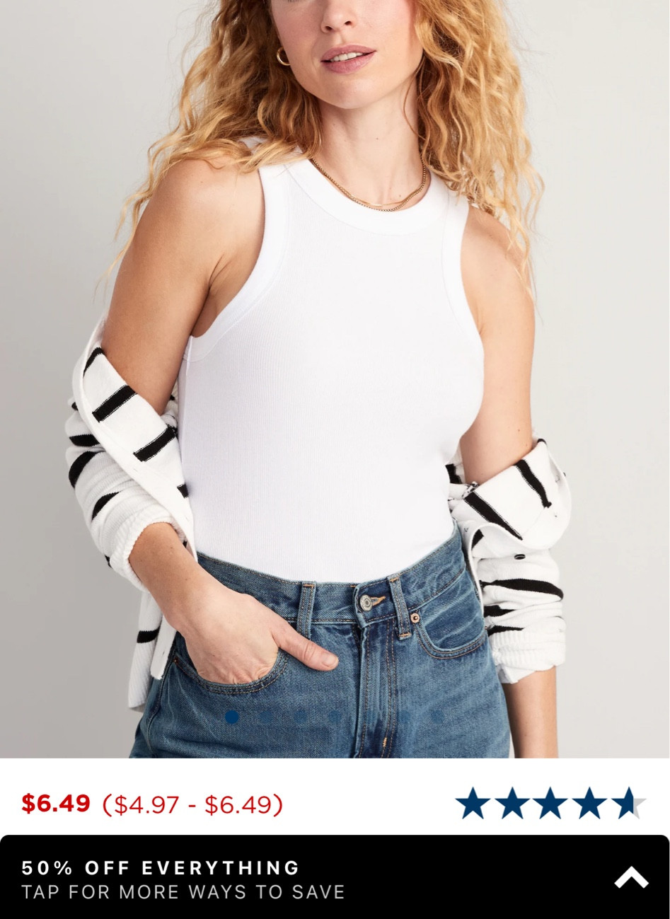 Old Navy spring sale 
 
White tank top 
Resort wear 
Vacation travel capsule wardrobe 

#LTKSeasonal #LTKfindsunder50 #LTKstyletip #LTKsalealert #LTKtravel