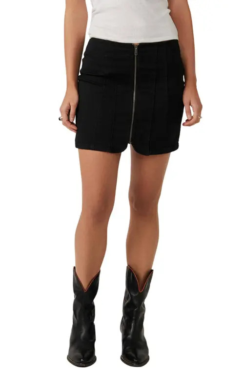 Free People Layla Stretch Denim Skirt in Black at Nordstrom, Size 10 | Nordstrom