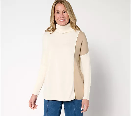 Make Your Selection: Peace Love World Turtleneck Crossover Sweater | QVC